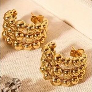 18k Gold Plated C-Shaped Huggie Earrings